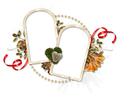 Floral Heart Frame Design PNG