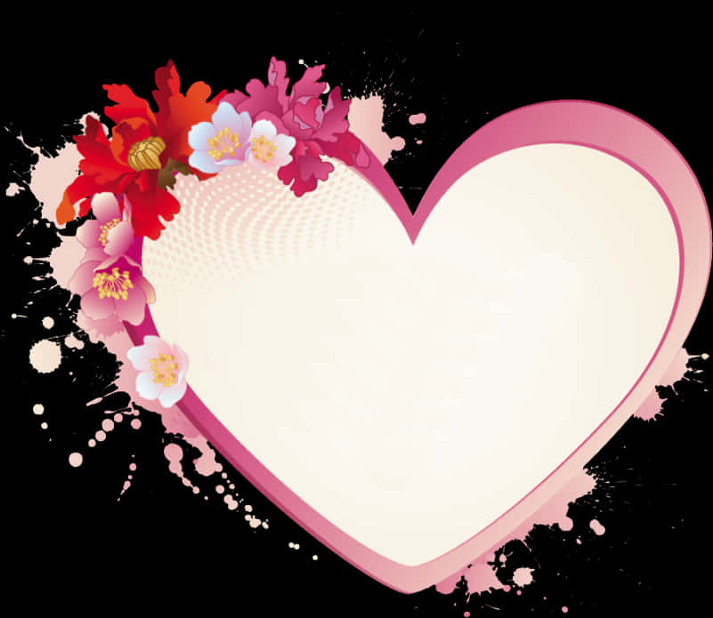Floral Heart Frame Graphic PNG