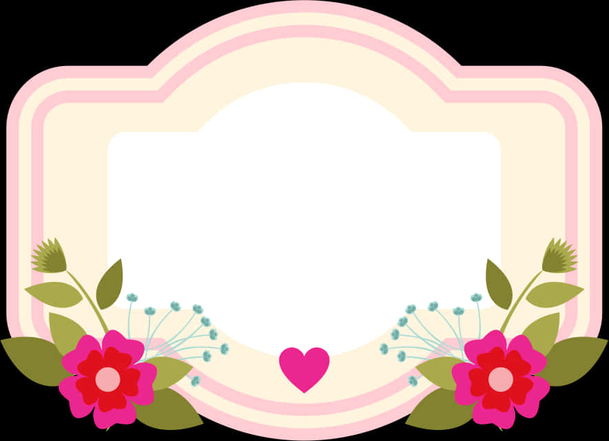 Floral Heart Frame Template PNG