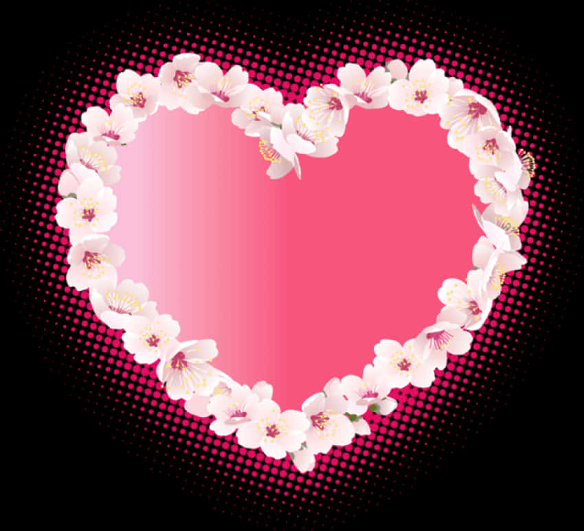 Floral Heart Frameon Pink Background PNG