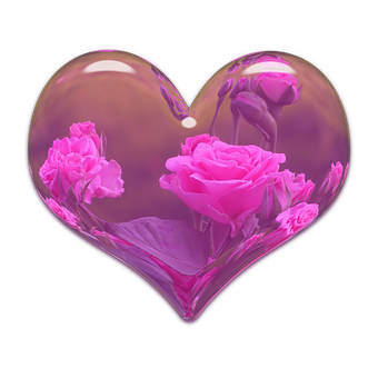 Floral Heart Glass Art PNG