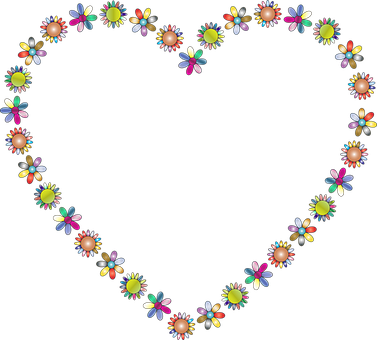 Floral_ Heart_ Outline_ Black_ Background PNG
