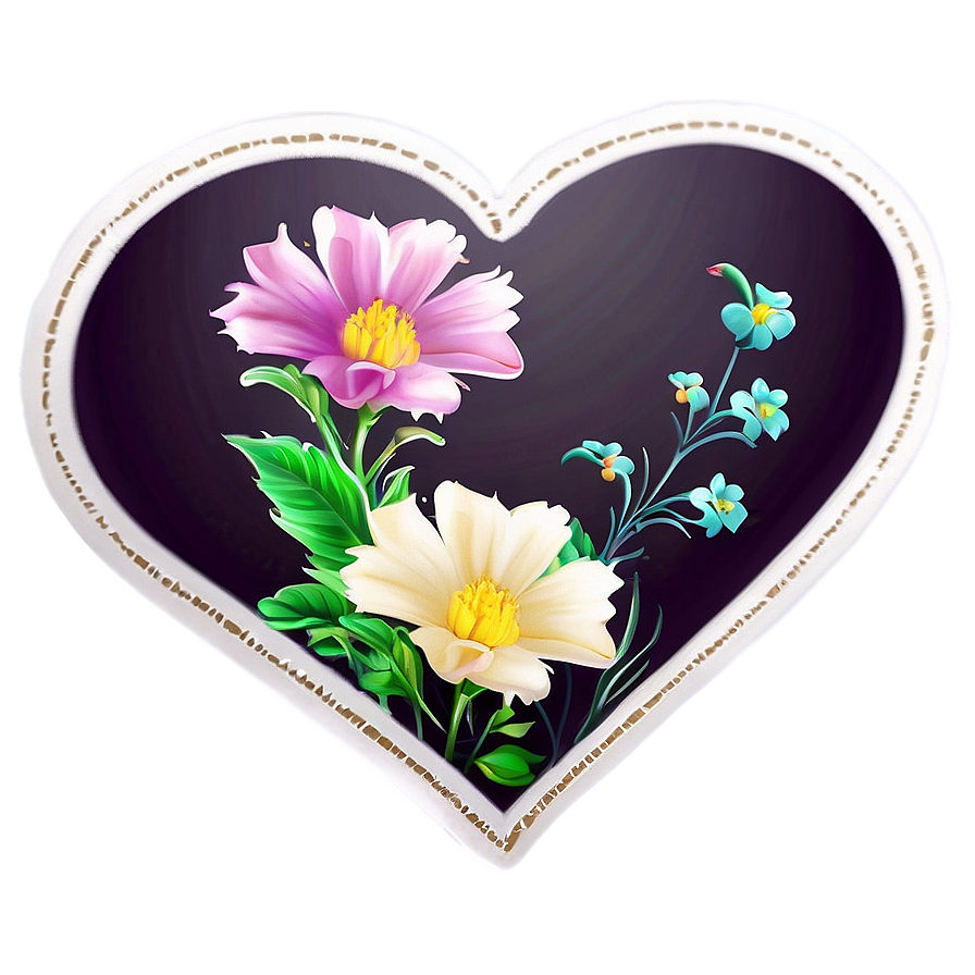 Floral Heart Sticker Png Kat PNG