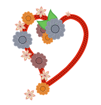 Floral Heart Valentines Design PNG