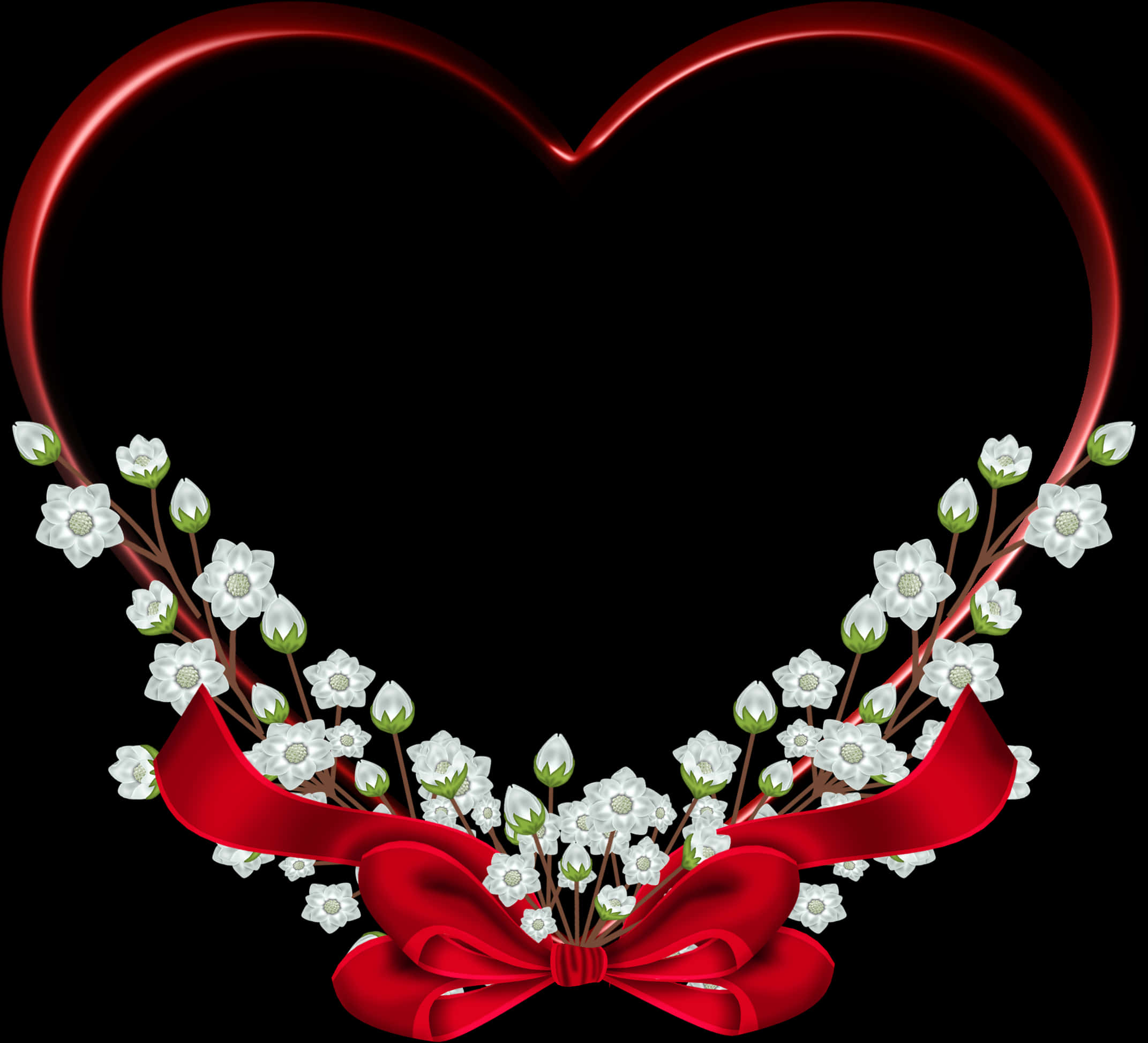 Floral Heart Wedding Clipart PNG