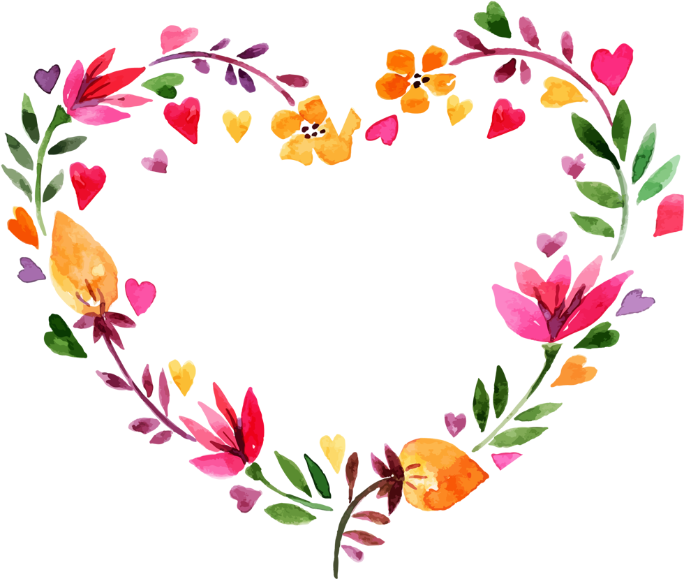 Floral_ Heart_ Wreath_ Watercolor PNG