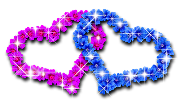 Floral Hearts Twinkling Stars PNG