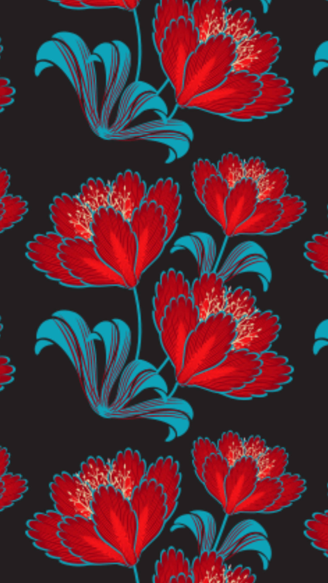 Blommigiphone-stiliserad Röd Blomma. Wallpaper