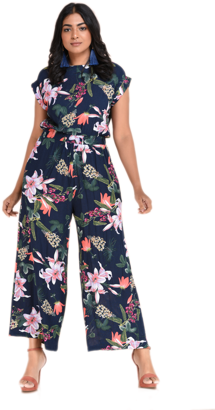 Download Floral Jumpsuit Fashion Model Pose | Wallpapers.com