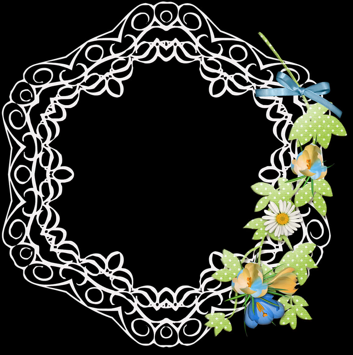 Floral Lace Frame Design PNG