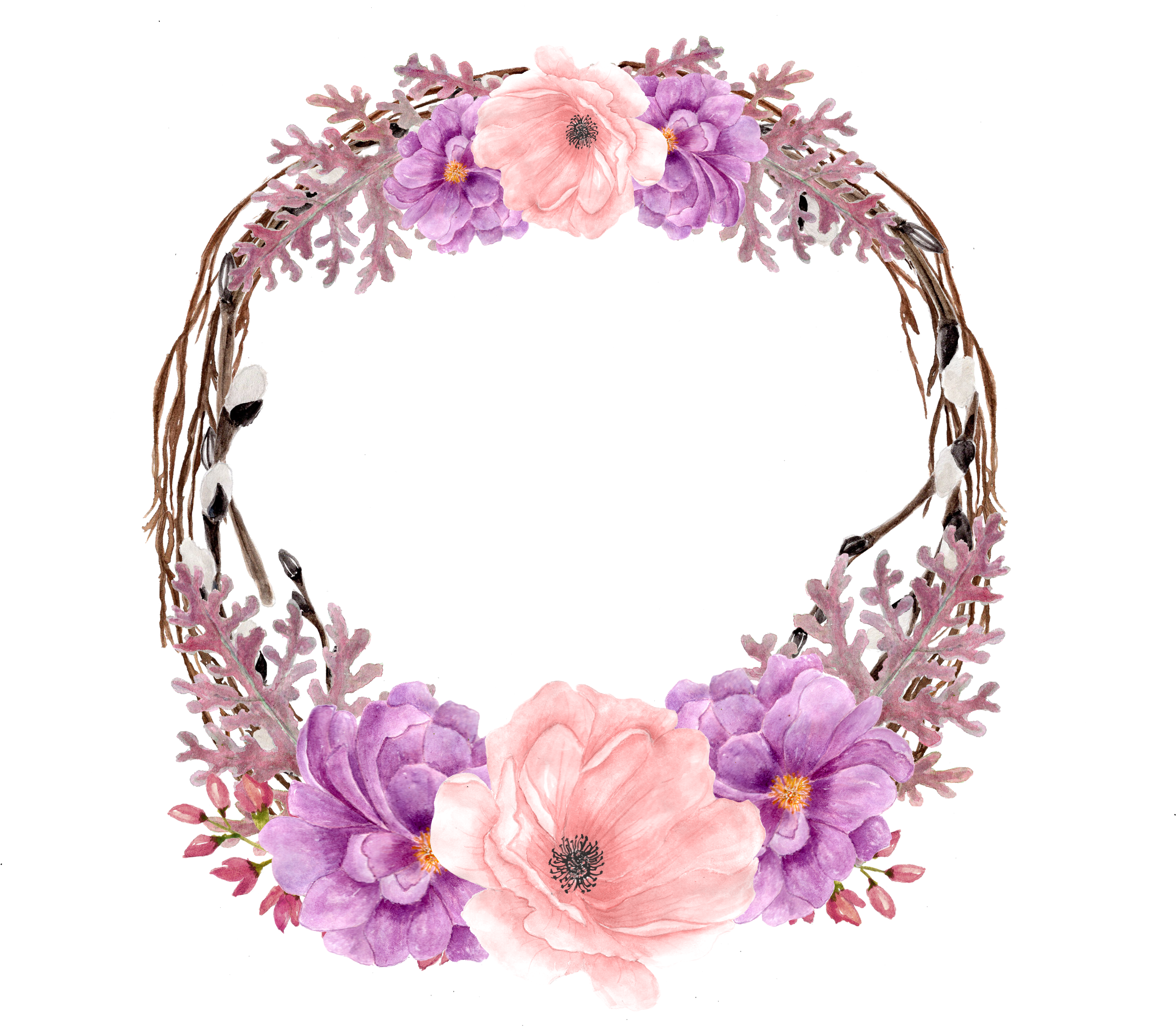 Floral Lavender Wreath Artwork PNG