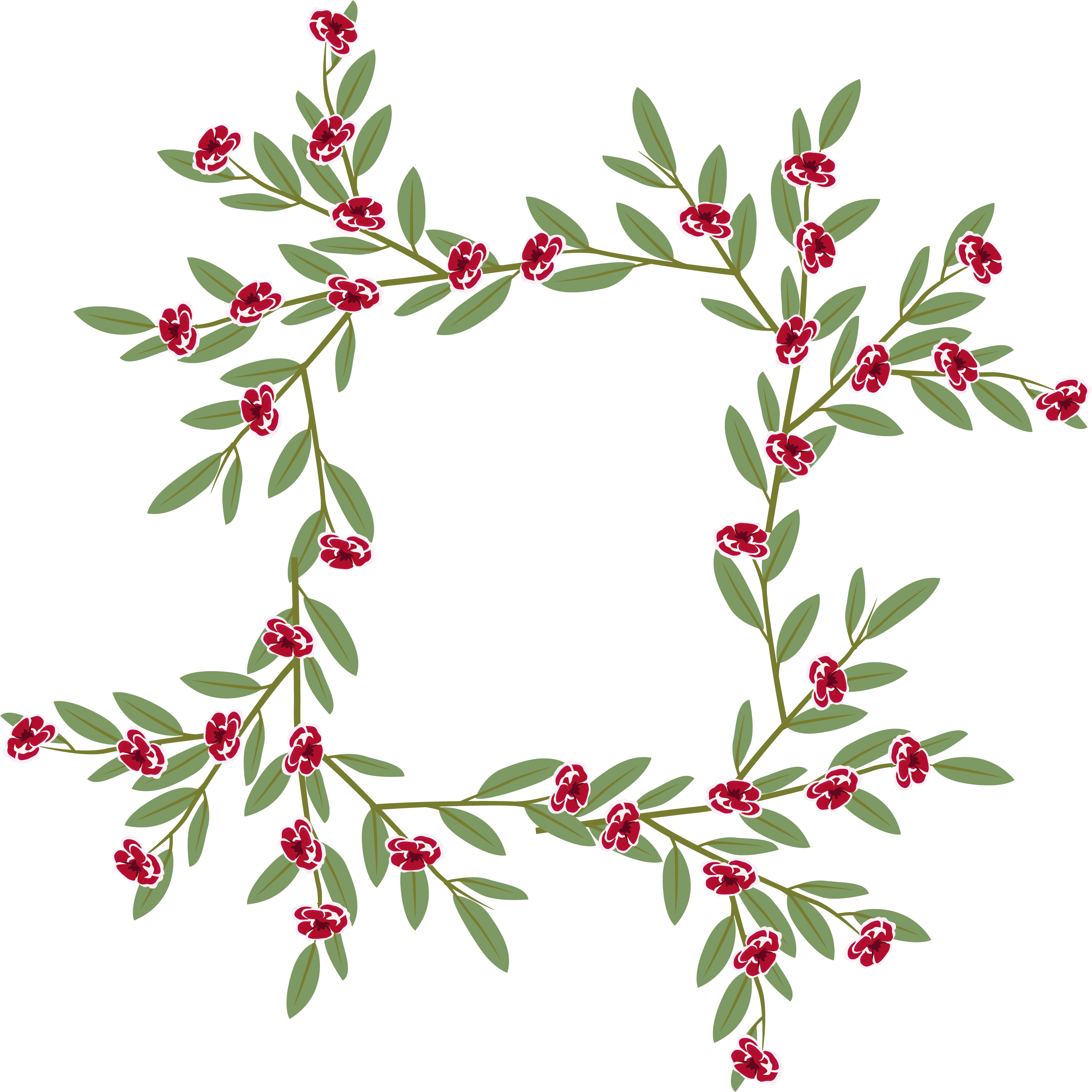 Floral Leaf Corner Border Design PNG