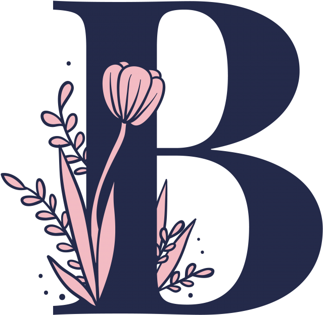 Floral Letter B Illustration PNG