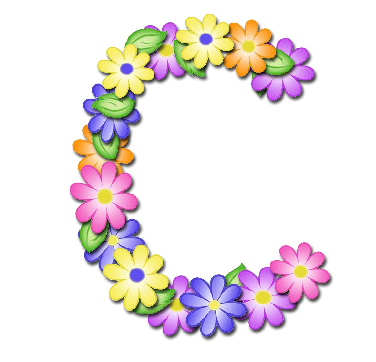 Floral Letter C Design PNG