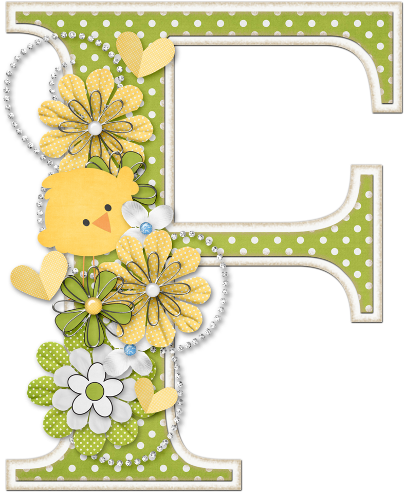 Floral Letter F Design PNG