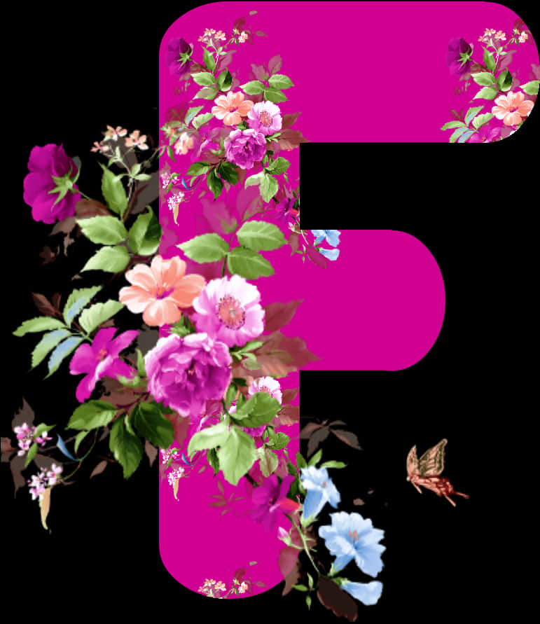 Floral Letter F Design PNG