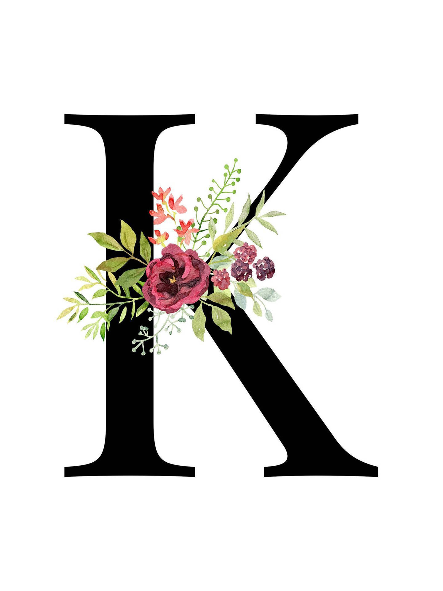 Floral Letter K Wallpaper
