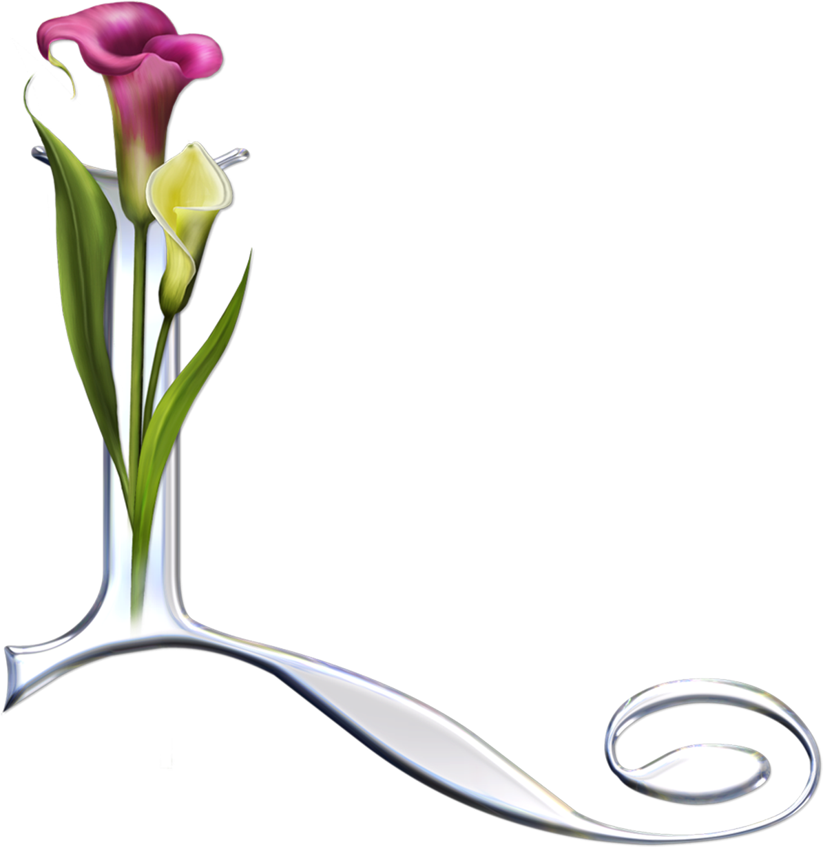 Floral Letter L Design PNG