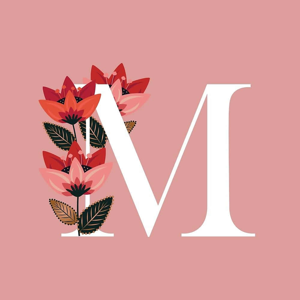 Floral Letter M Aesthetic Design Wallpaper