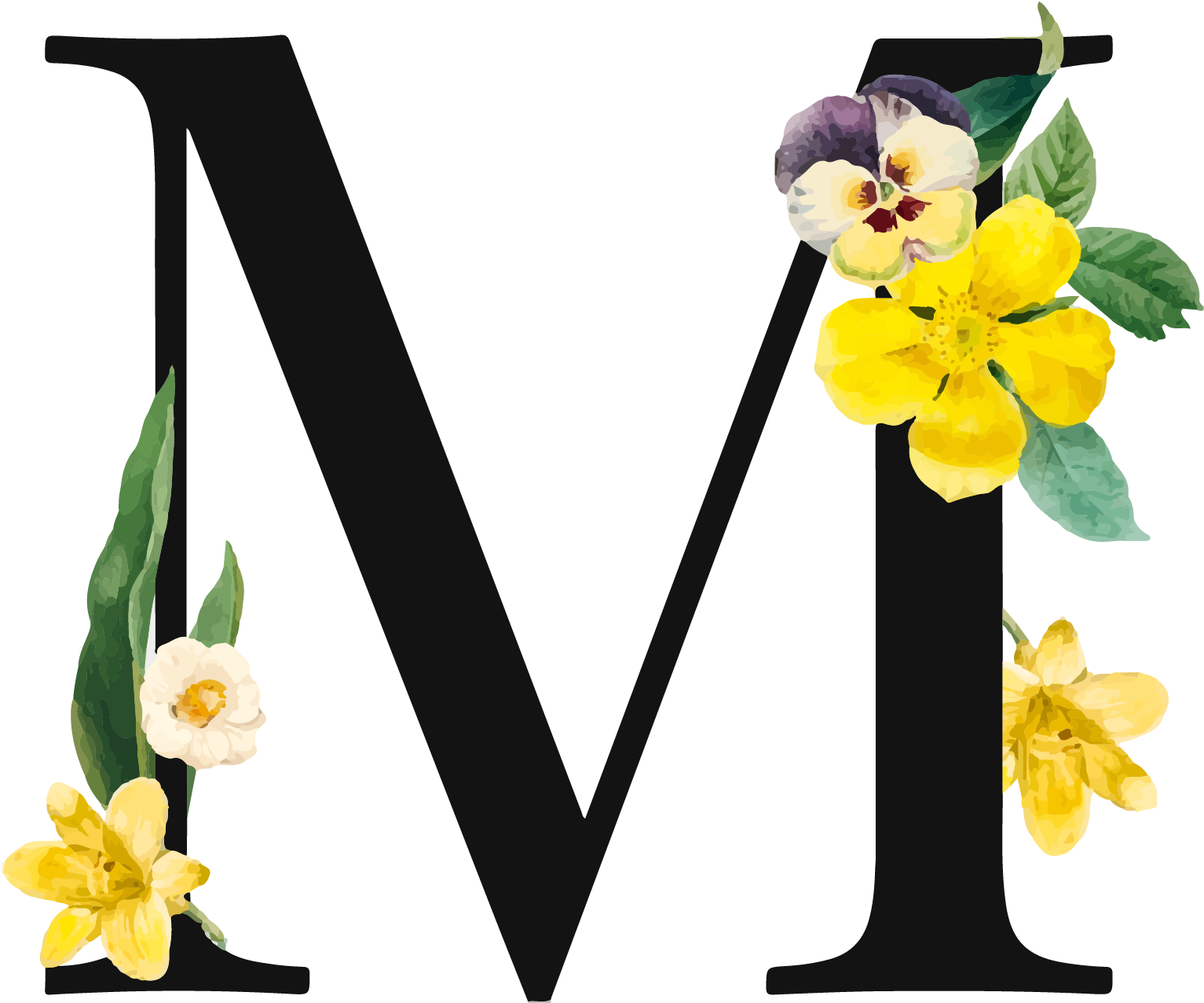 Floral Letter M Design.png PNG