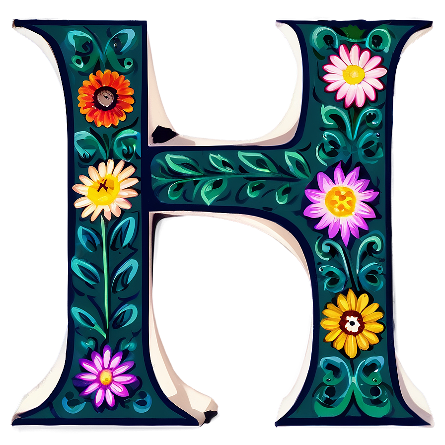 Floral Letter Monogram Png 05062024 PNG