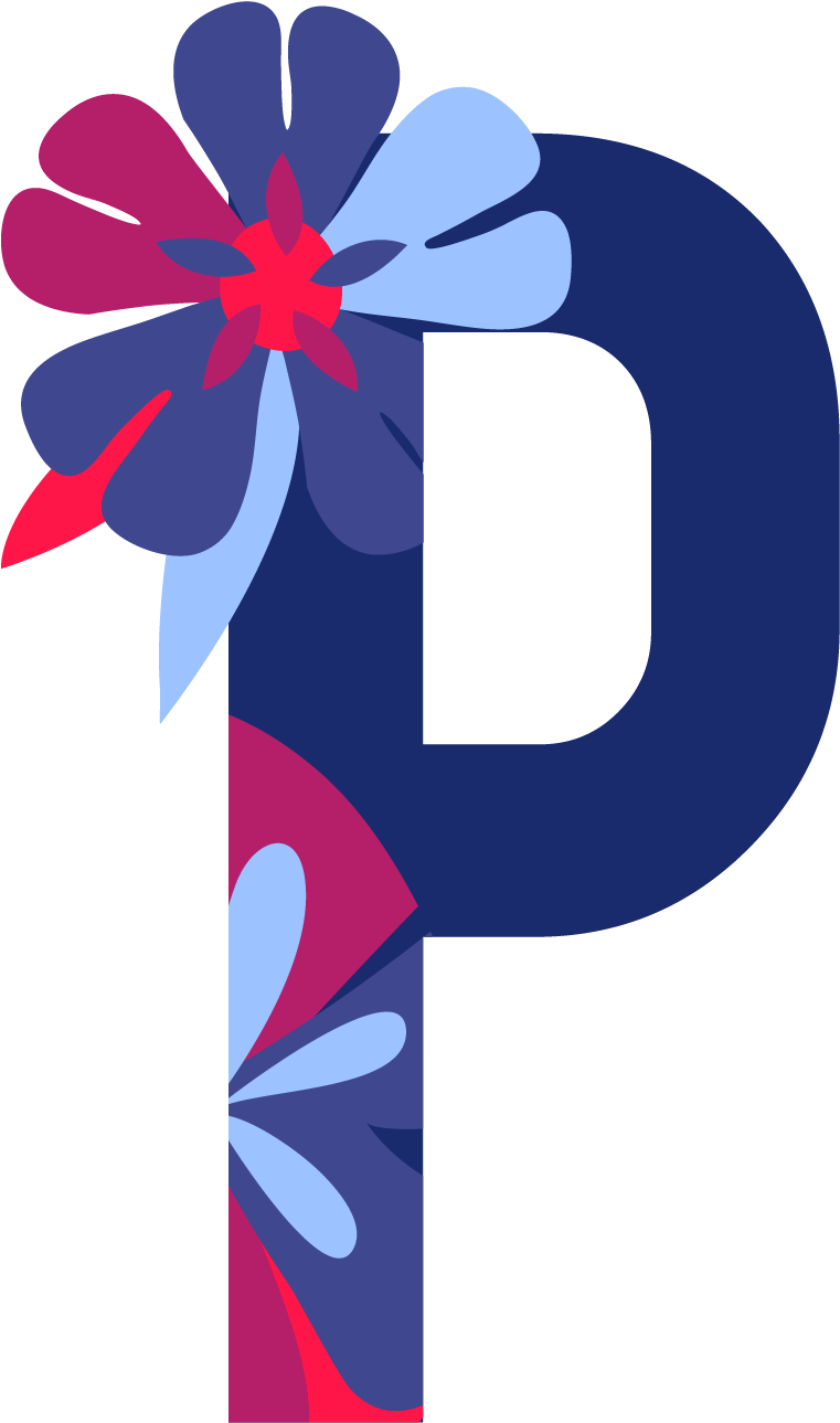 Floral Letter P Design PNG