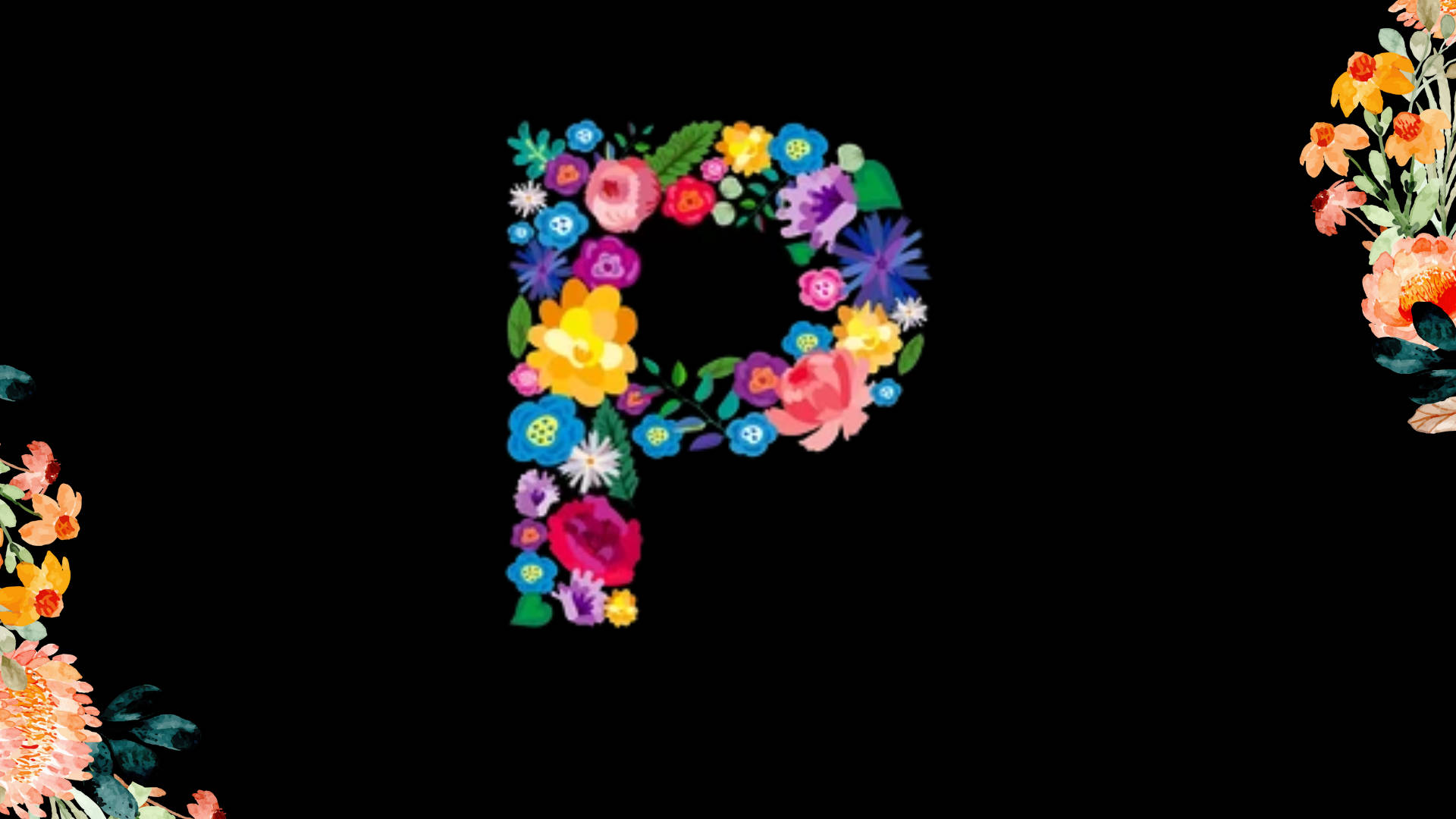 Floral Letter P Vector