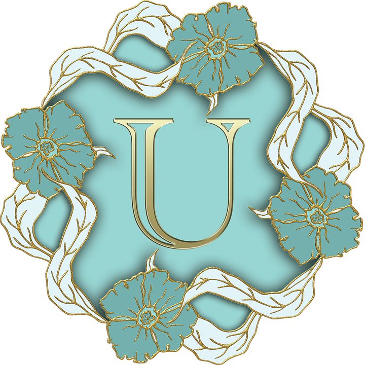 Floral Letter U Design PNG