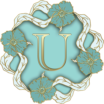 Floral Letter U Design PNG