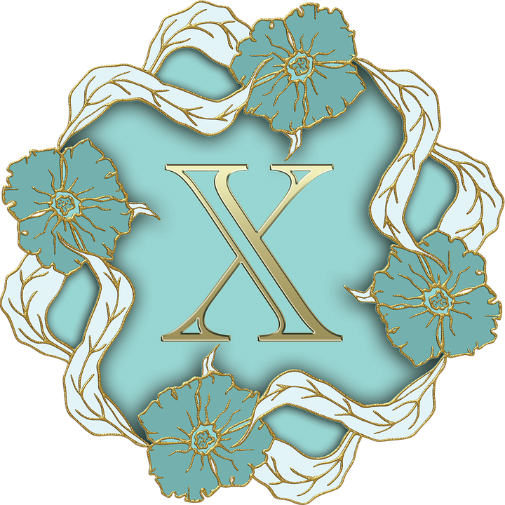 Floral Letter X Design PNG