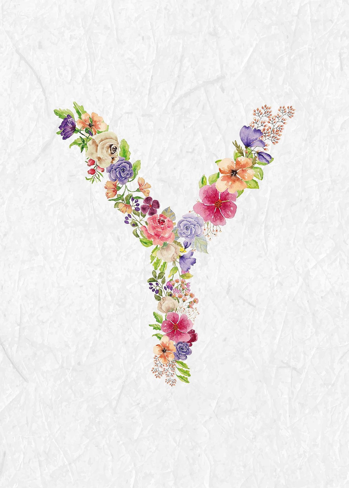 Floral Letter Y Wallpaper