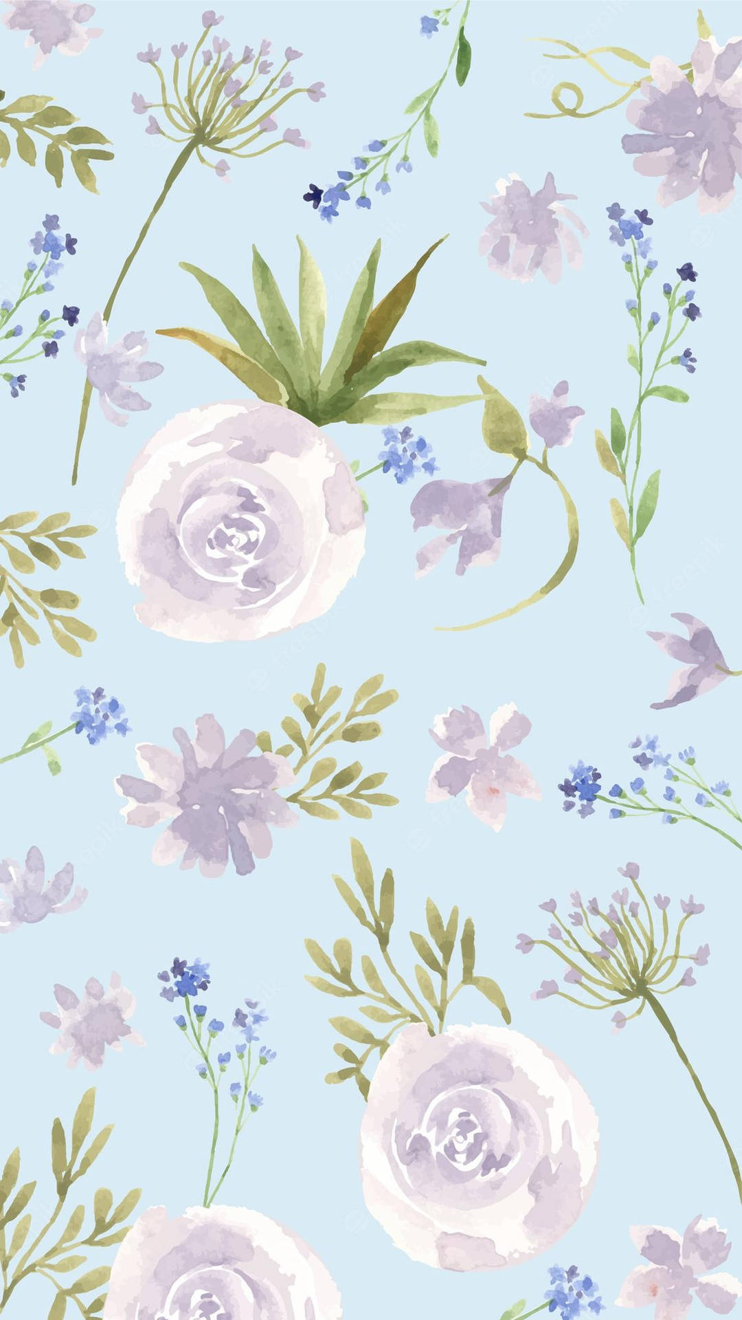 Floral Light Blue Phone Wallpaper