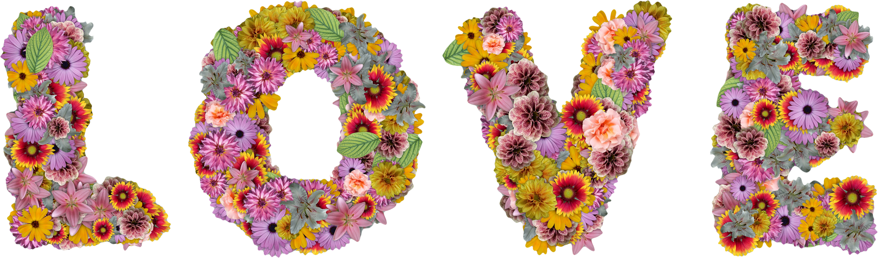 Floral Love Text Design PNG