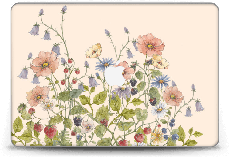 Floral Mac Book Cover Design PNG