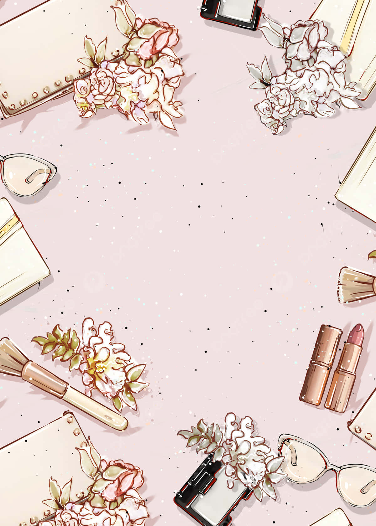 Floral Makeup Aesthetic Background Wallpaper