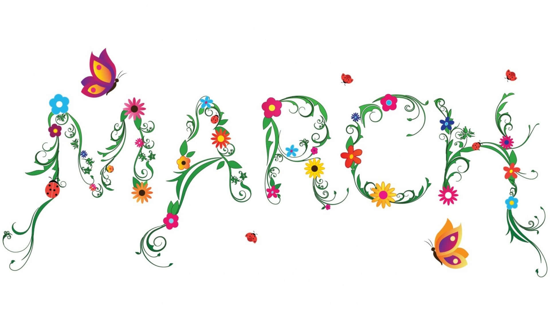 Floral_ March_ Word_ Art Wallpaper
