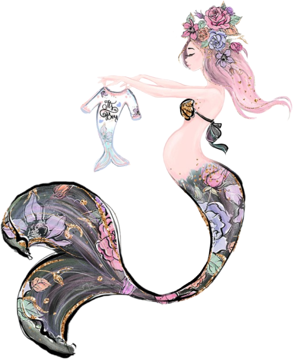 Floral Mermaid Art Clip PNG