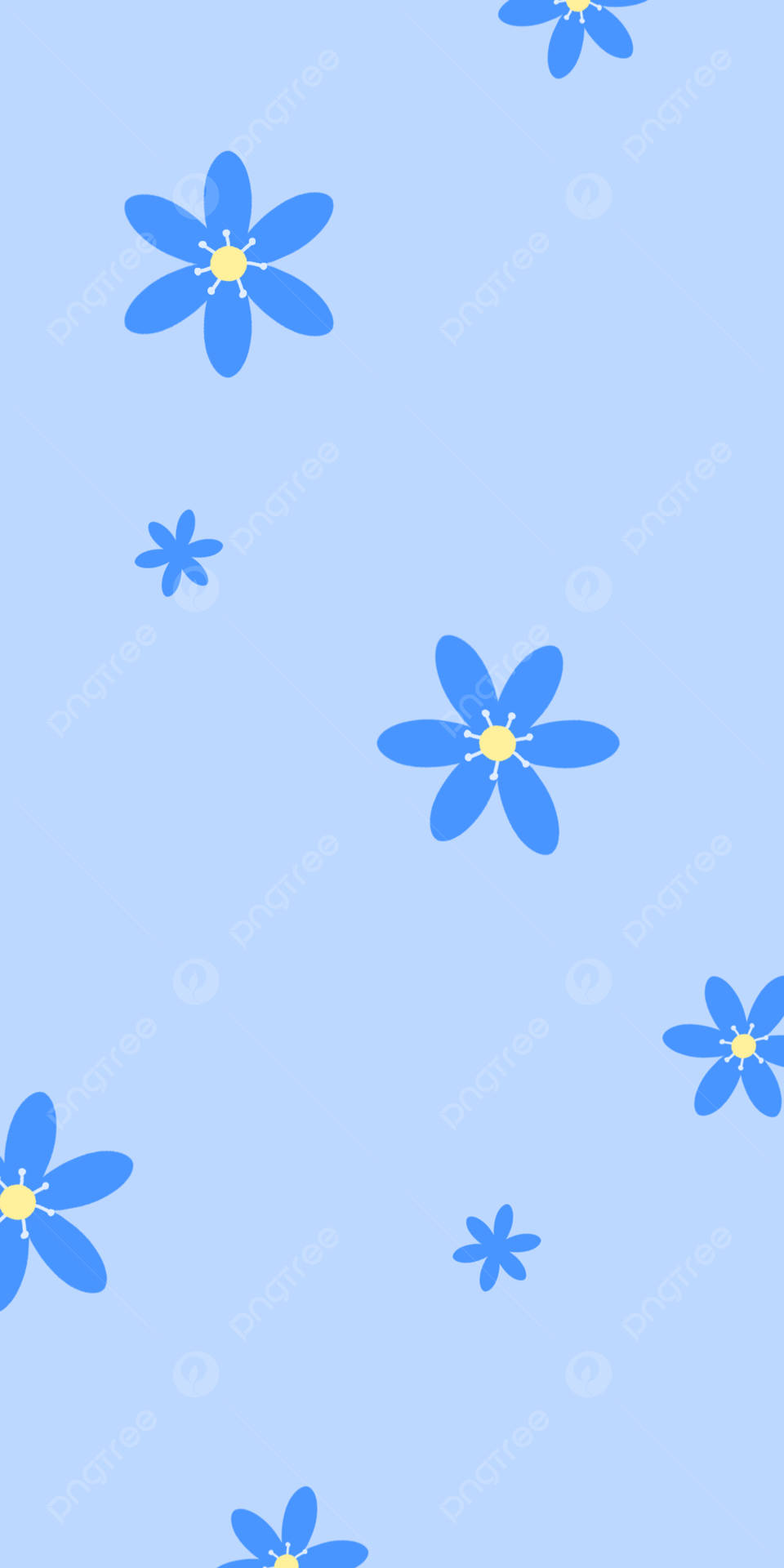 Floral Minimalist Blue Phone Wallpaper