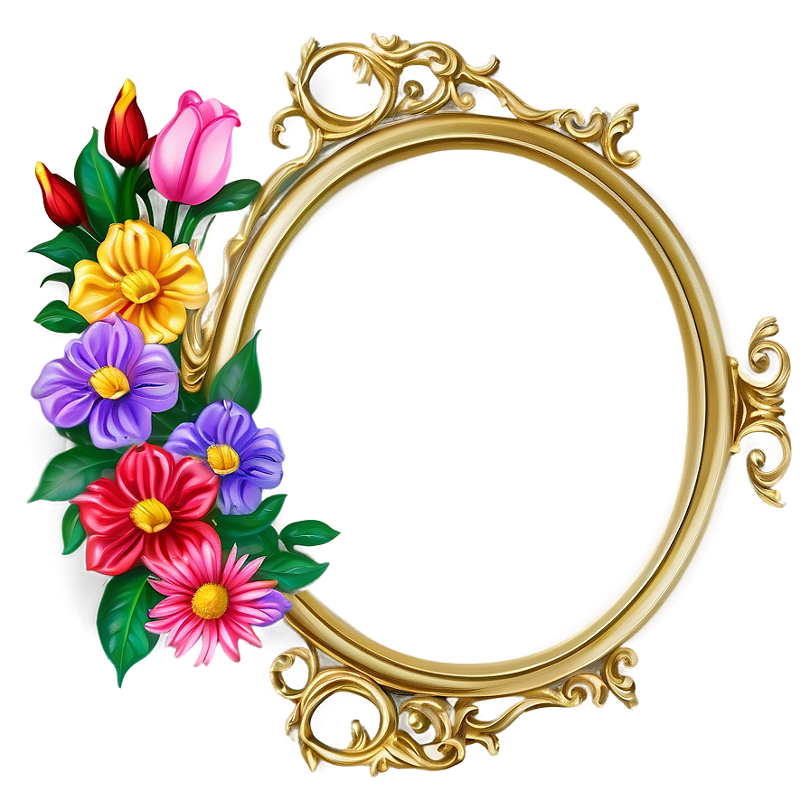 Floral Mirror Frame Png 80 PNG