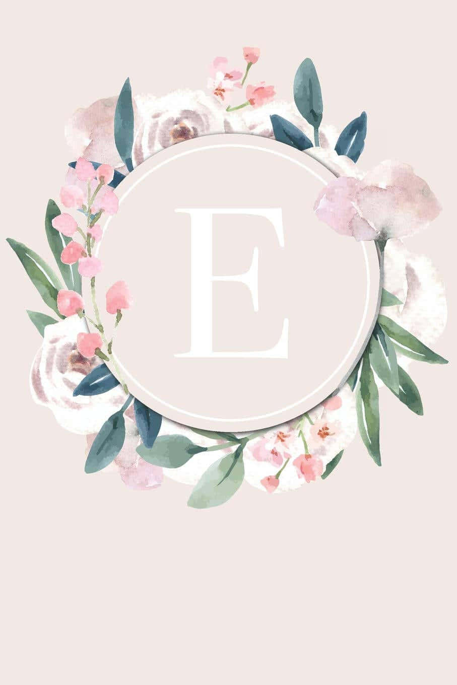 Floral Monogram E Preppy Style Wallpaper