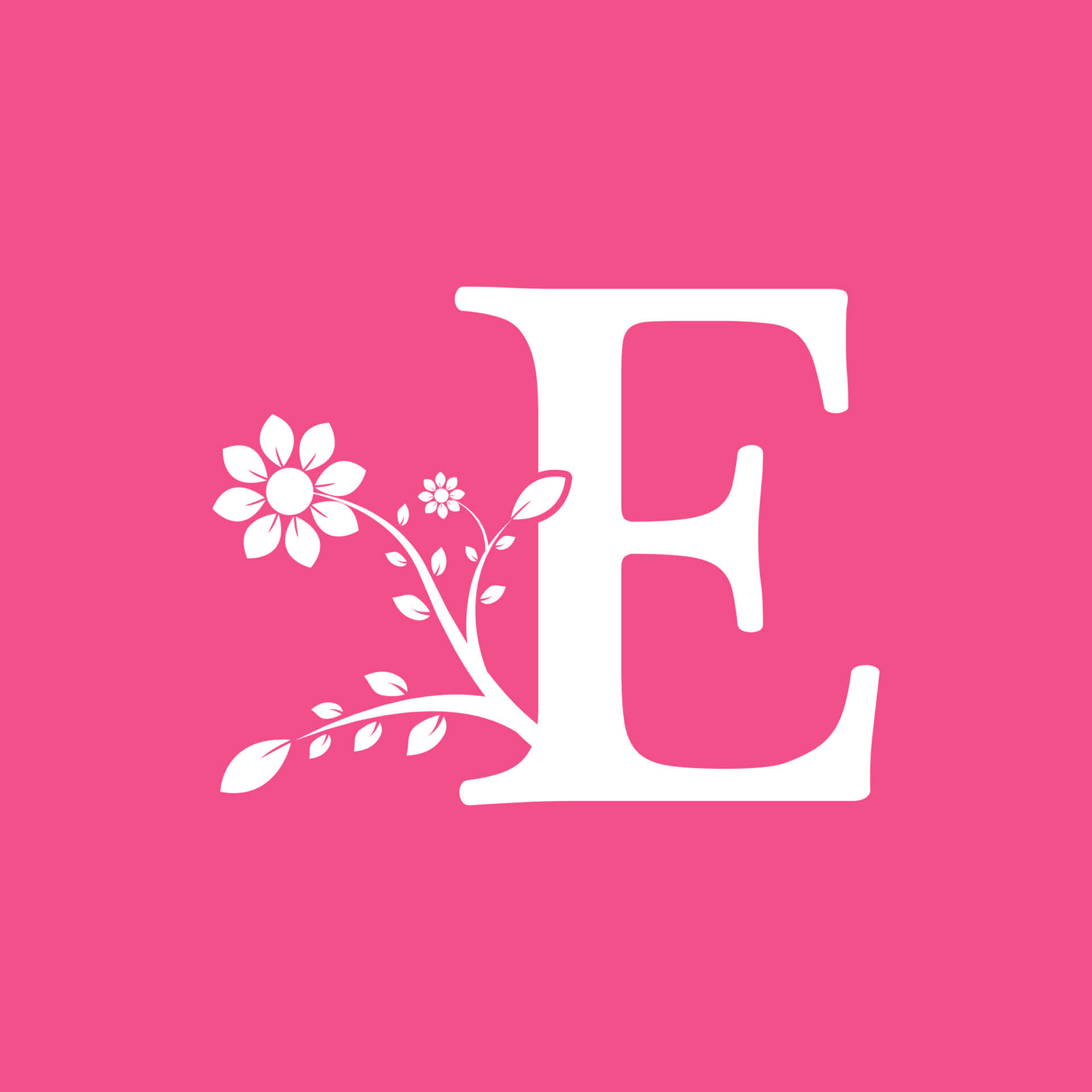 Floral Monogram Letter E Pink Background Wallpaper
