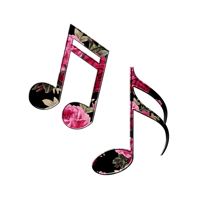 Floral Music Notes Design PNG