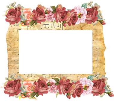 Floral Music Theme Frame PNG