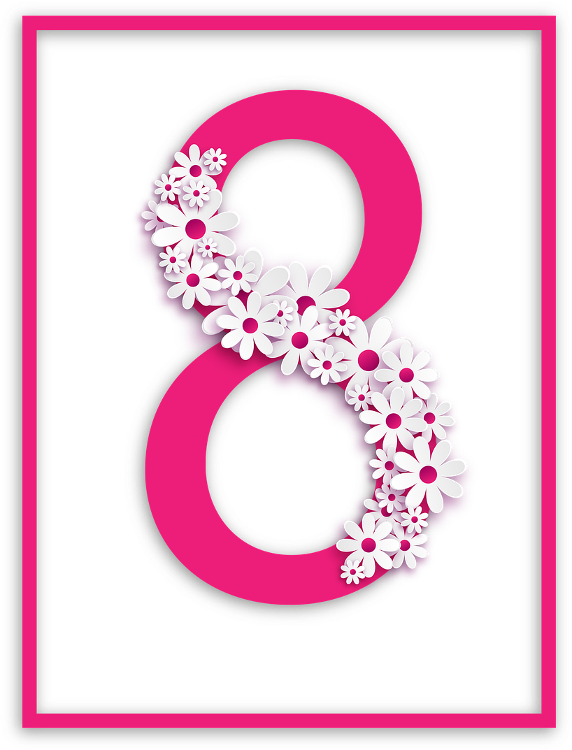 Floral Number8 Design PNG