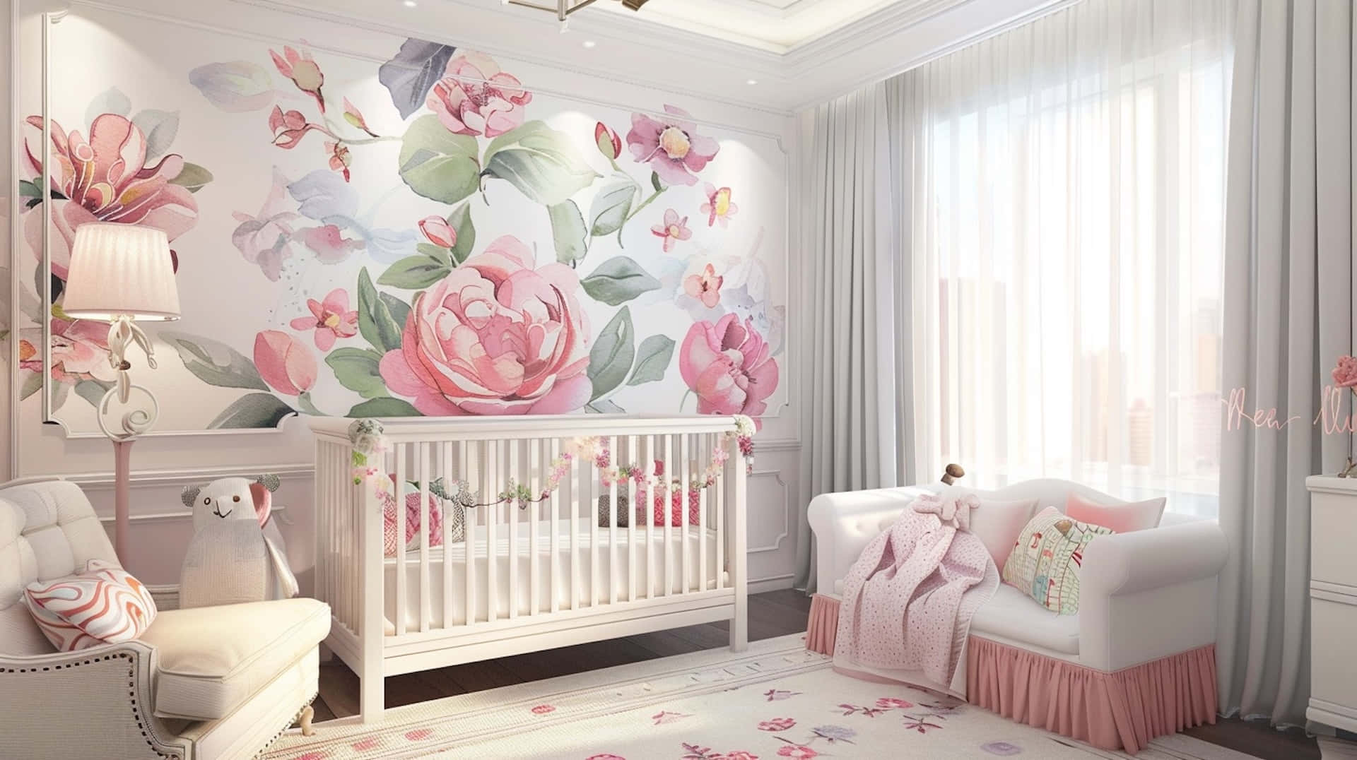 Floral Nursery Room Decor Wallpaper