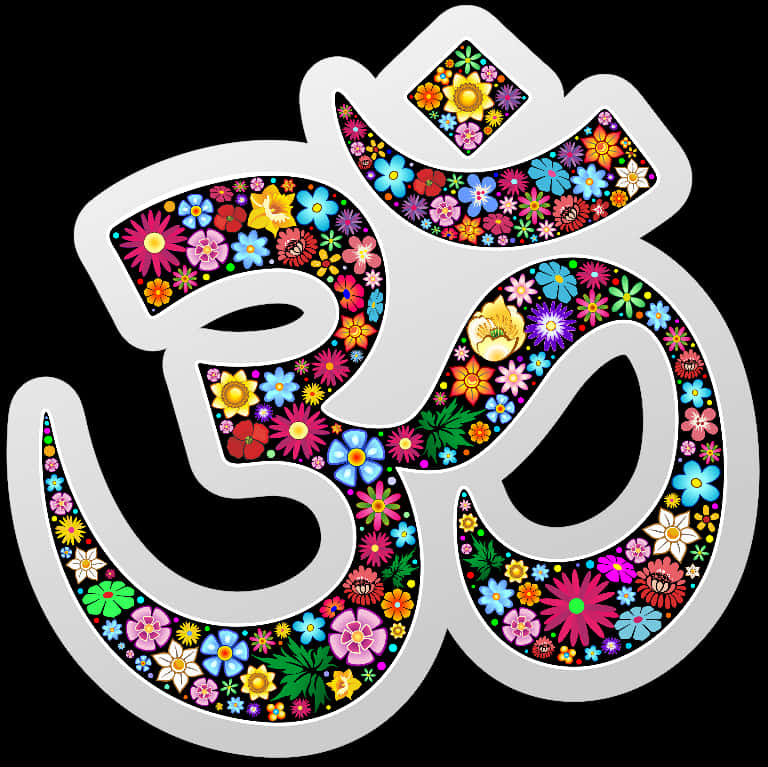 Floral Om Symbol Artwork PNG