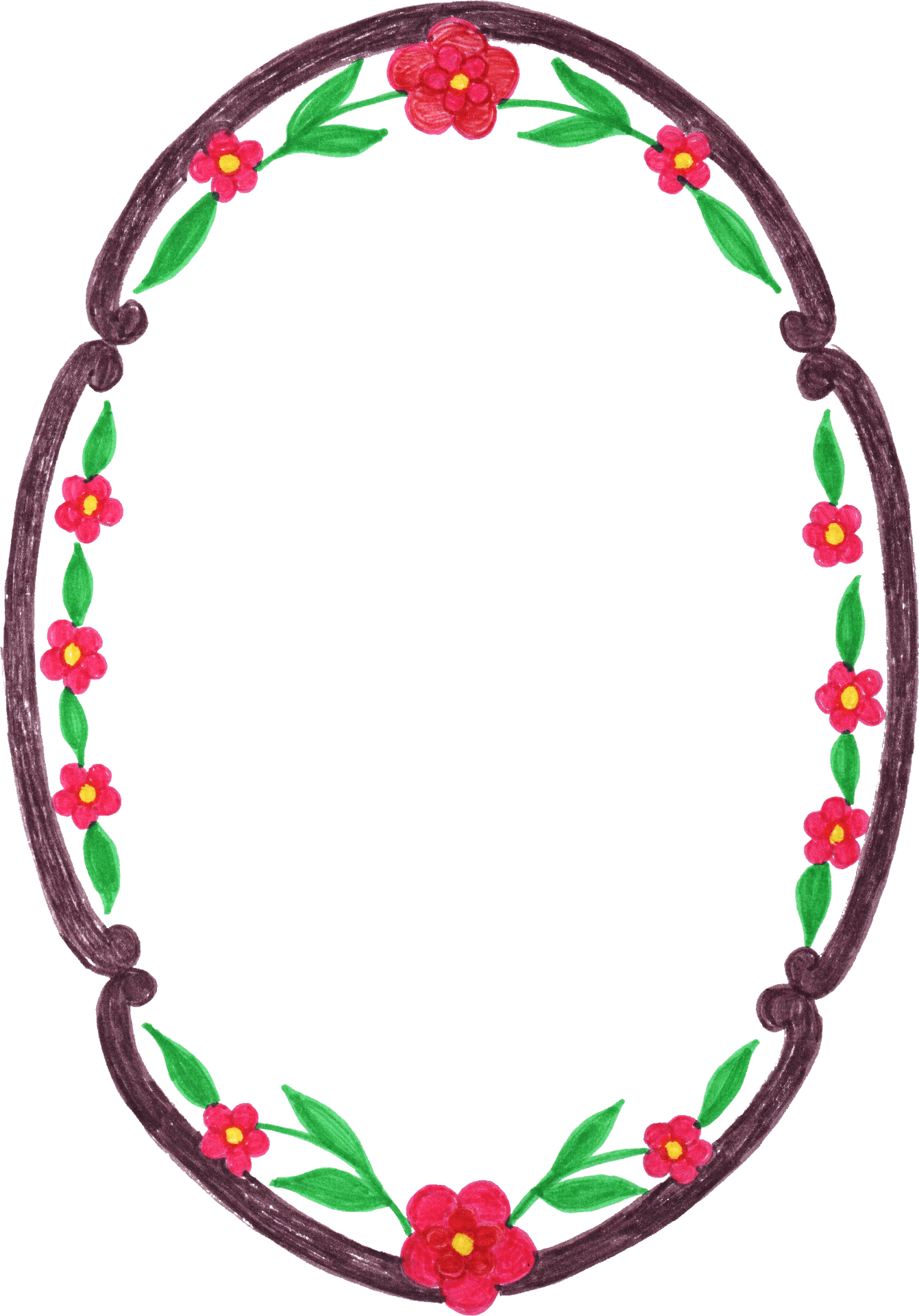 Floral Oval Frame Design.png PNG