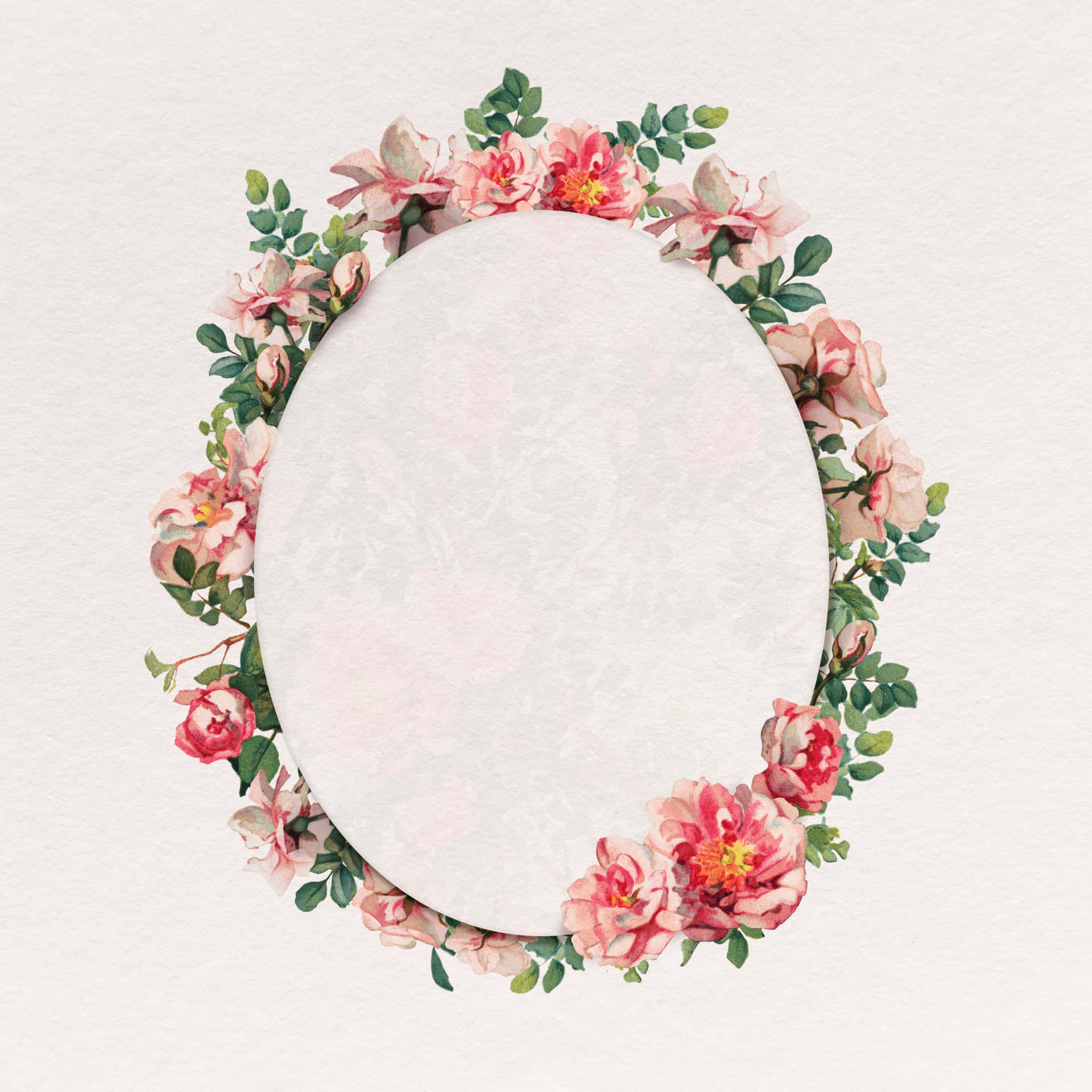 Floral Oval Frame Wallpaper