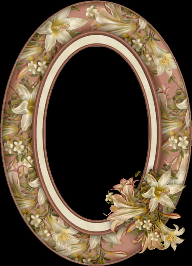 Floral Oval Photo Frame PNG