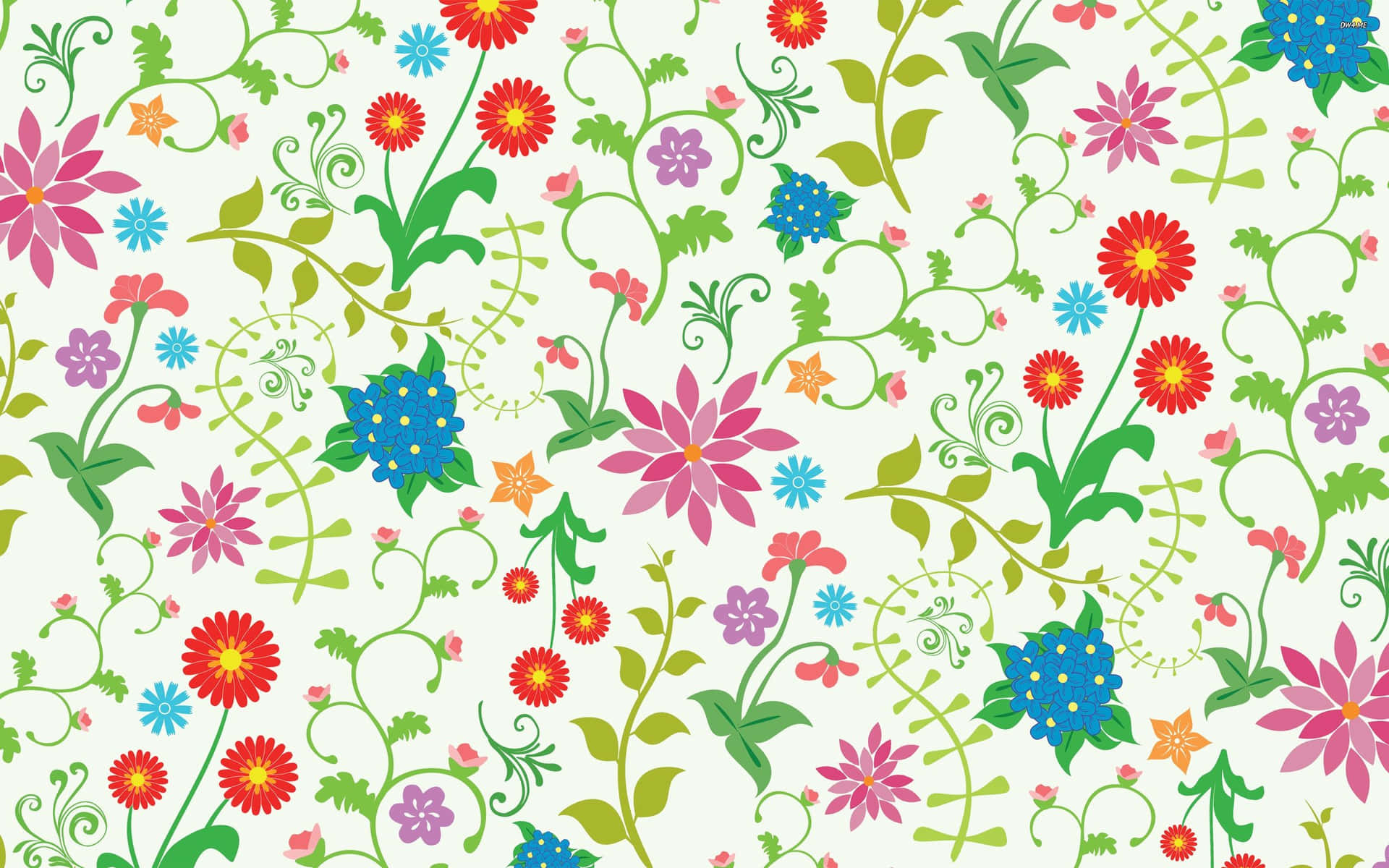 Bright Floral Pattern Wallpaper
